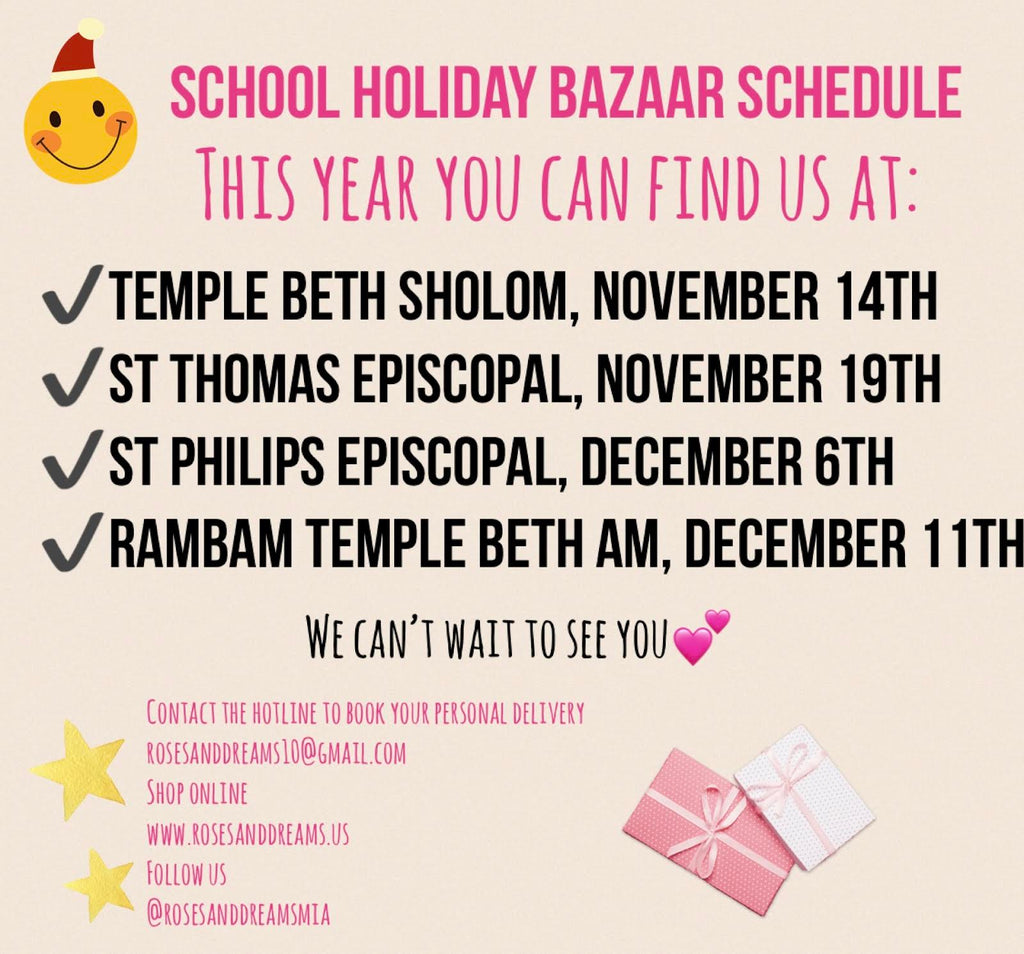 Holiday Bazaar Schedule